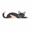 Geometric stretched-out cat logo in charcoal and blush